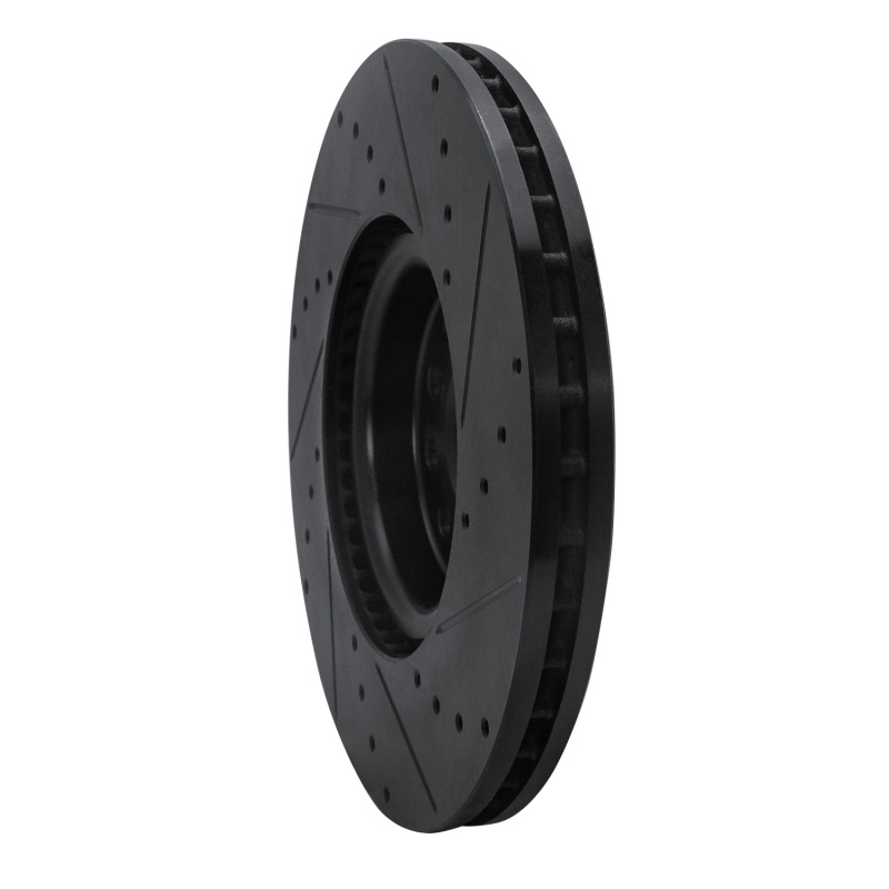 Volkswagen ATLAS Brake Rotor (1) - Front Left - R1 Concepts - Drilled & Slotted - Black - `18-`25